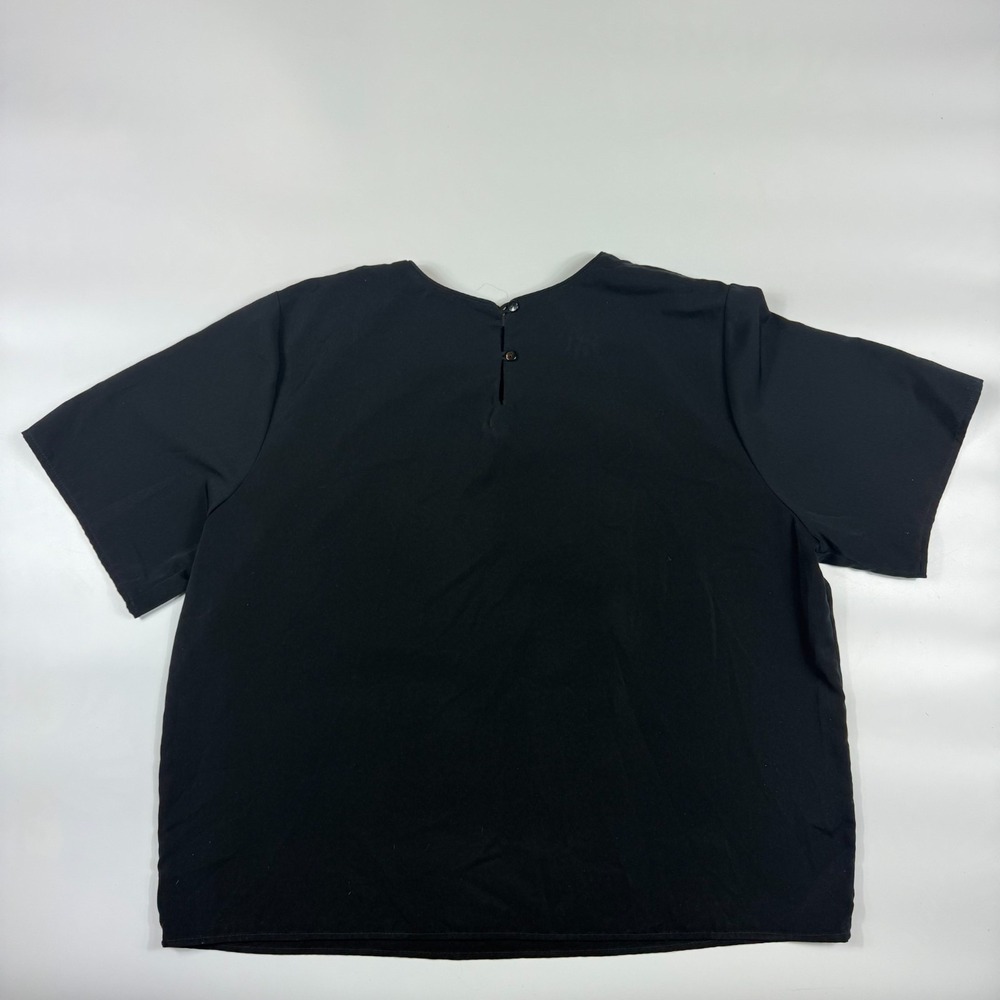 Jack Mulqueen Blouse Top Girls 18/20 Black Solid Short Sleeve Double Button Back